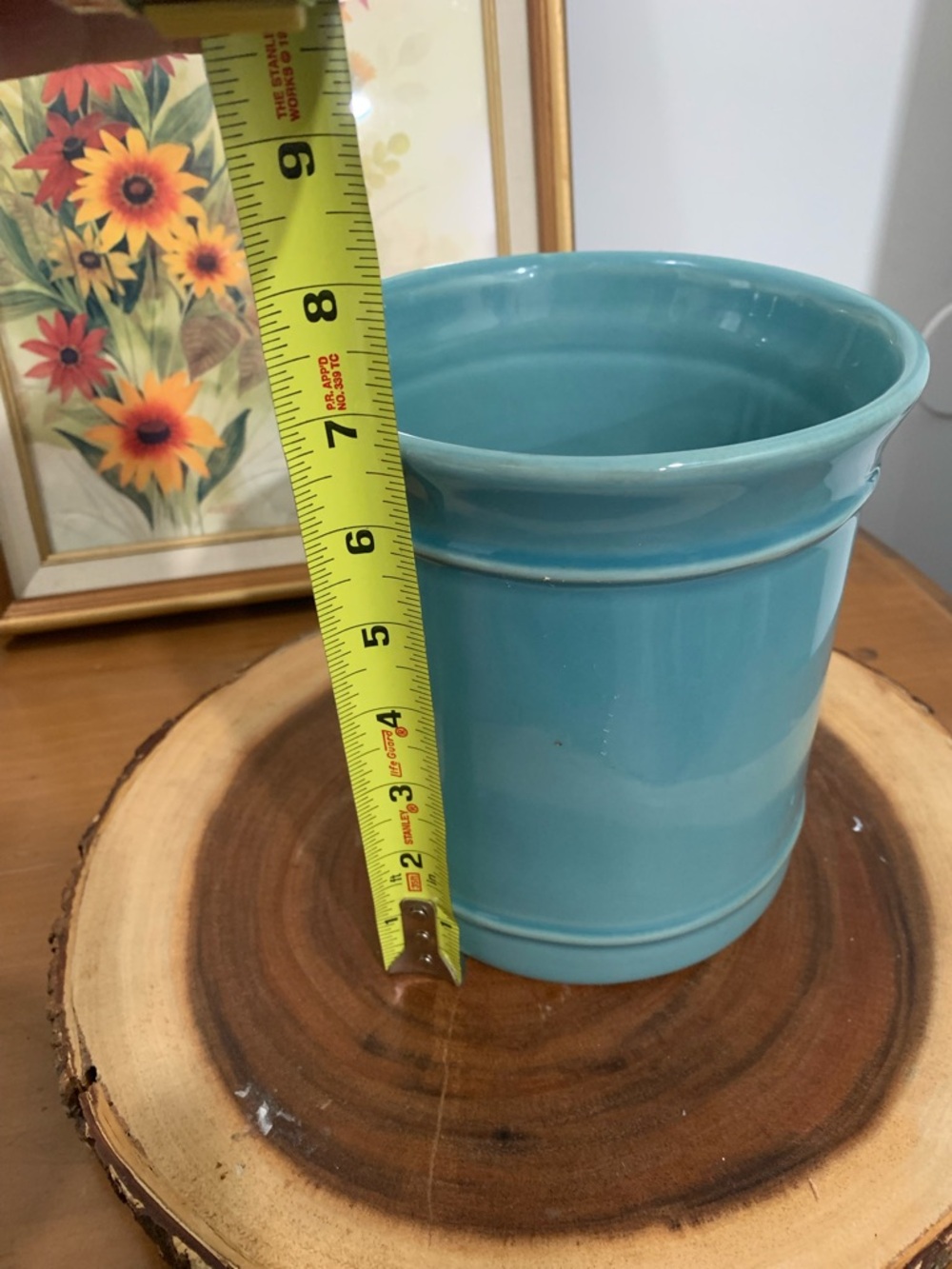 Pottery Barn Cambria Teal Ceramic Utensil‎ Holder Cottage Core Florals - Picture 5 of 10